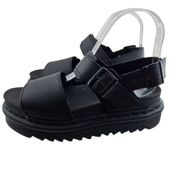 Dr Martens Voss Platform Sandals Womens 6 Black Leather Slingback Chunky Rock - Picture 5 of 11